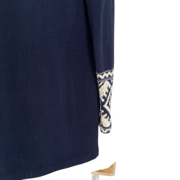 Ralph Lauren Blue White Geometric Tribal Open Front Knit Cardigan Size Small - Picture 13 of 16